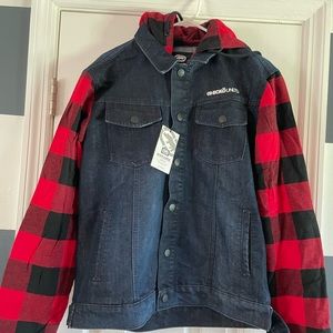 New w/ Tags Echo Unlimited Jean Jacket with Flannel Size M